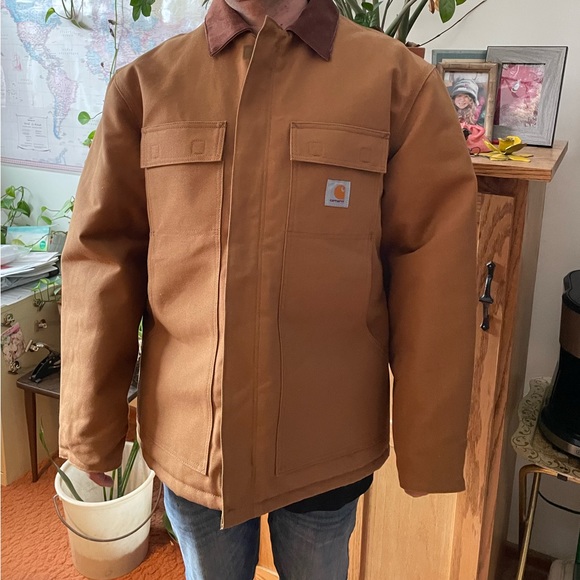 🦆 Carhartt Men's Traditional Arctic Quilt Lined Duck Jacket Brown US Large 🦆 - Picture 4 of 7